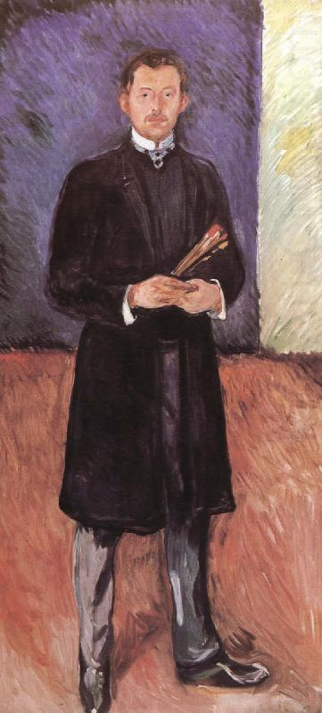 Edvard Munch Self-Portrait of holding paintbrush china oil painting image
